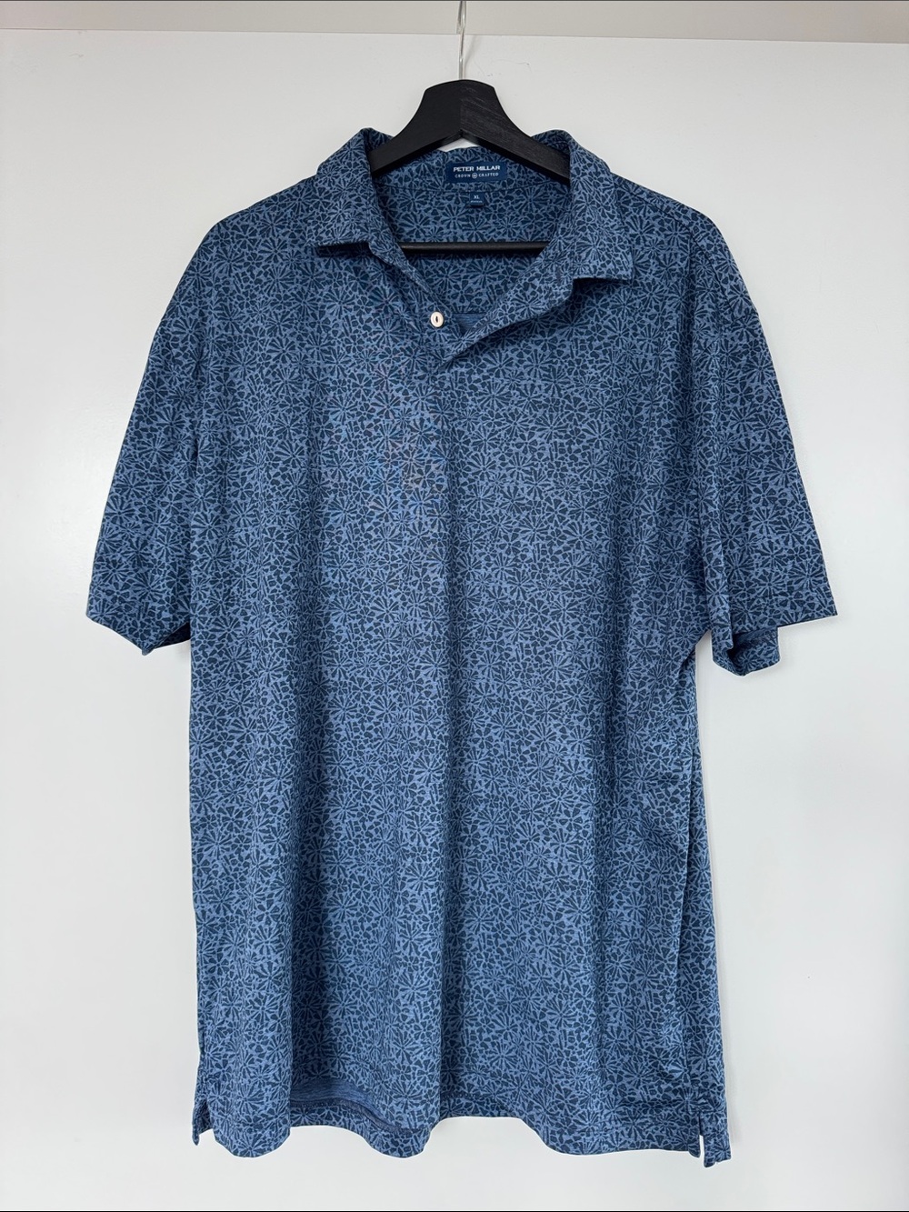 Peter Millar Blue Geometric Short-Sleeve Polo
